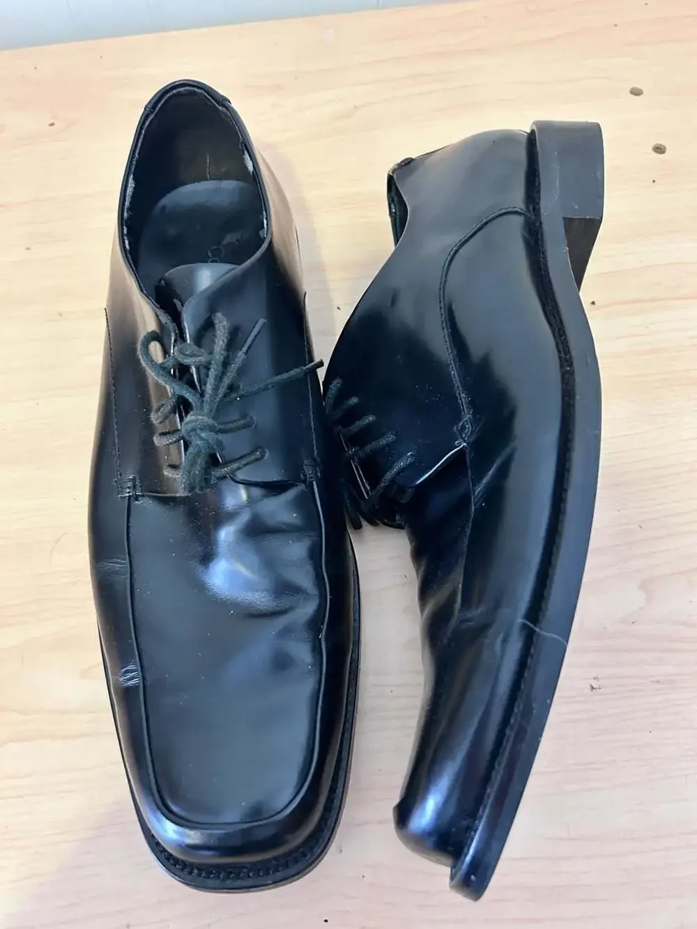 Calvin Klein Hamilton II Men's Black Leather Square Toe Oxford Dress Shoes